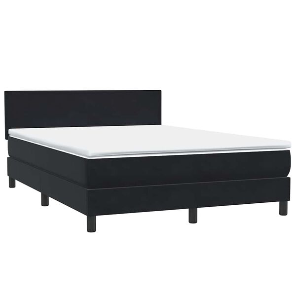 vidaXL Sommier &agrave; lattes de lit avec matelas noir 140x210 cm velours