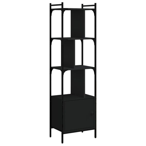 vidaXL Biblioth&egrave;que avec porte noir 44,5x30x154,5 cm bois d'ing&eacute;nierie