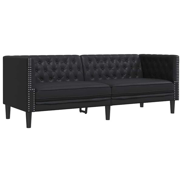 vidaXL Canap&eacute; de salon 3 pcs Noir 194 x 74,5 x 70,5 cm Simili cuir