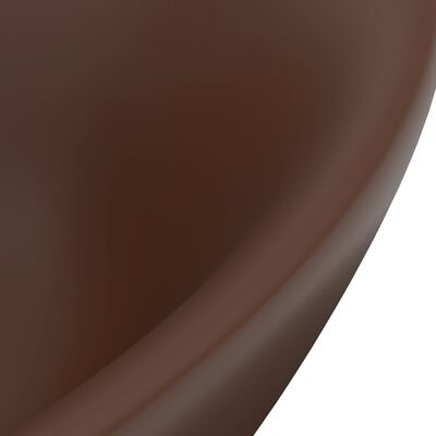 vidaXL Lavabo ovale à trop-plein Marron foncé mat 58,5x39 cm Céramique