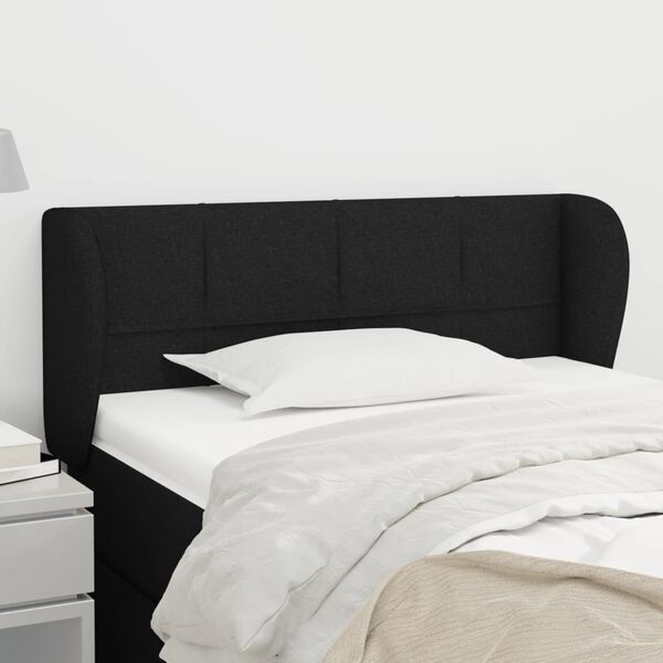 vidaXL T&ecirc;te de lit avec oreilles Noir 93x23x78/88 cm Tissu