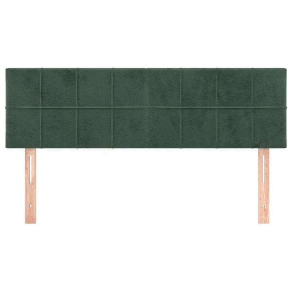 vidaXL T&ecirc;tes de lit 2 pcs Vert fonc&eacute; 72x5x78/88 cm Velours