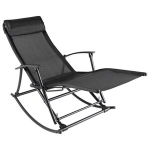 vidaXL Chaise &agrave; bascule de jardin Acier et textil&egrave;ne Noir