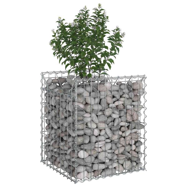 vidaXL Lit sur&eacute;lev&eacute; gabion Argent&eacute; 50 x 50 x 60 cm Acier galvanis&eacute;