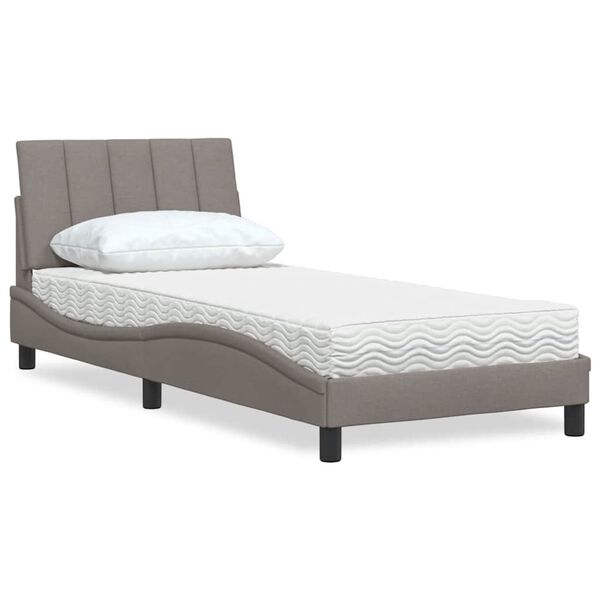 vidaXL Lit avec matelas Hanko taupe 90x200 cm tissu