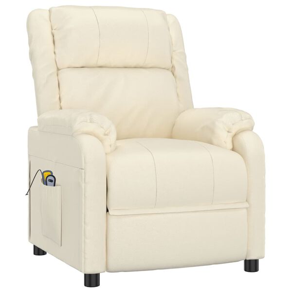 vidaXL Fauteuil de massage électrique Crème Similicuir