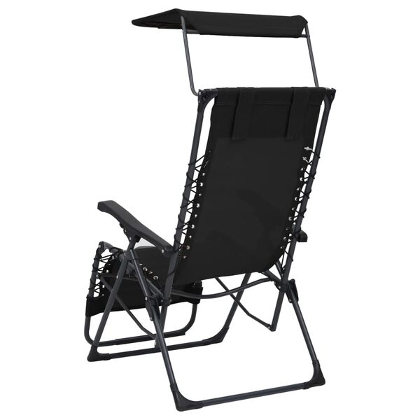 vidaXL Chaises pliables de terrasse lot de 2 Textil&egrave;ne Noir