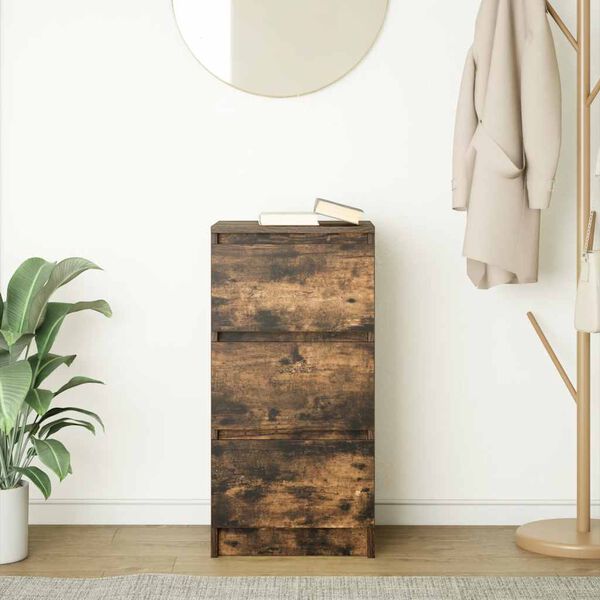 vidaXL Buffet ch&ecirc;ne fum&eacute; 37,5x35x76 cm bois d'ing&eacute;nierie