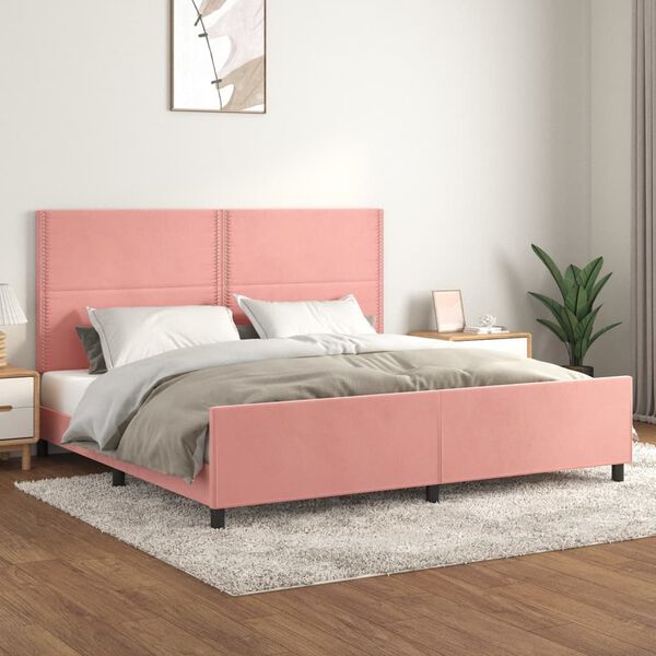 vidaXL Cadre de lit sans matelas rose 200x200 cm velours