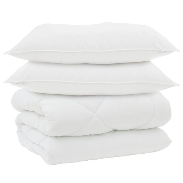 vidaXL Duvet d'hiver avec oreiller 3 pcs Blanc Microfibre