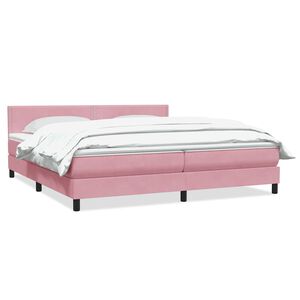 vidaXL Sommier &agrave; lattes de lit avec matelas rose 180x210 cm velours