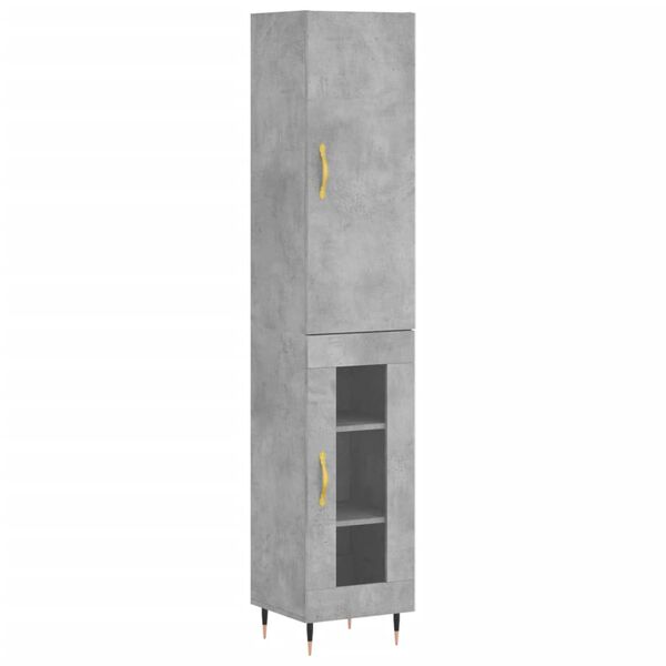 vidaXL Buffet haut Gris b&eacute;ton 34,5x34x180 cm Bois d'ing&eacute;nierie