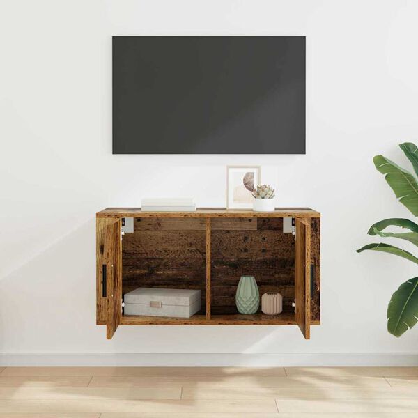 vidaXL Meuble TV mural Bois ancien 80 x 34,5 x 40 cm Bois d'ing&eacute;nierie