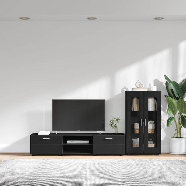 vidaXL Ensemble meuble TV avec tiroir FLORIN Noir Bois d'ing&eacute;nierie
