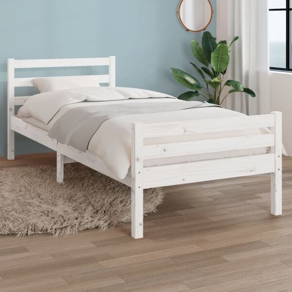 vidaXL Cadre de lit sans matelas blanc bois massif 100x200 cm
