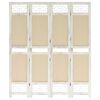 vidaXL Cloison de s&eacute;paration 4 panneaux Cr&egrave;me 140x165 cm Tissu