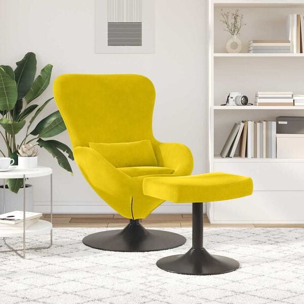 vidaXL Chaise &OElig;uf avec Pouf Jaune Velours