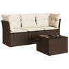vidaXL Salon de jardin 4 pcs avec coussins marron r&eacute;sine tress&eacute;e