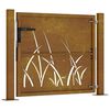 vidaXL Portail de jardin 100x75 cm en acier Corten avec motif gazon