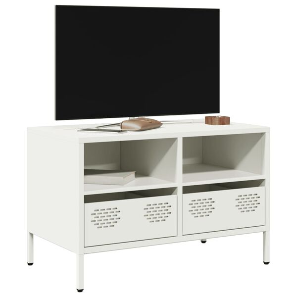 vidaXL Meuble TV blanc 68x39x43,5 cm acier laminé à froid