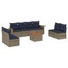 vidaXL Ensemble de canap&eacute; de jardin 9 pcs avec coussins gris r&eacute;sine tress&eacute;e