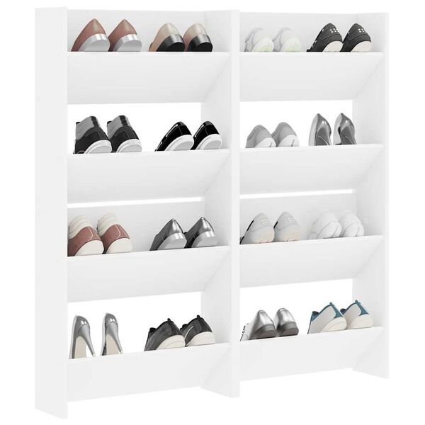 vidaXL Armoires &agrave; chaussures murales 4 pcs blanc bois d'ing&eacute;nierie