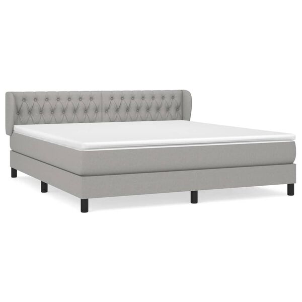 vidaXL Sommier &agrave; lattes de lit avec matelas Gris clair 180x200cm Tissu