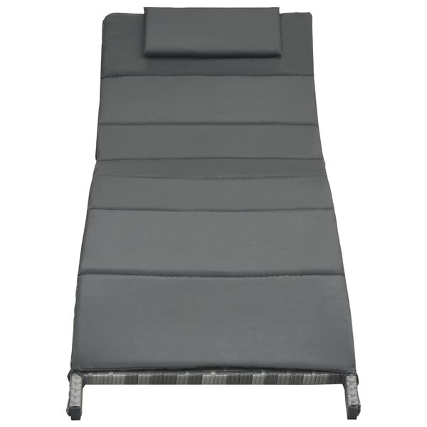 vidaXL Chaise longue pliable avec coussin R&eacute;sine tress&eacute;e Gris