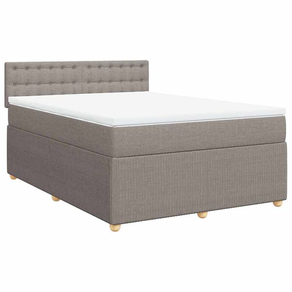 vidaXL Sommier &agrave; lattes de lit avec matelas Taupe 140x200 cm Tissu