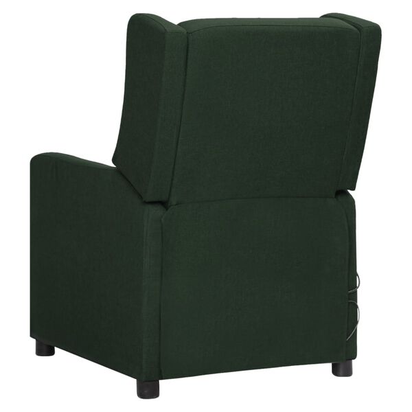 vidaXL Fauteuil de massage Vert fonc&eacute; Tissu