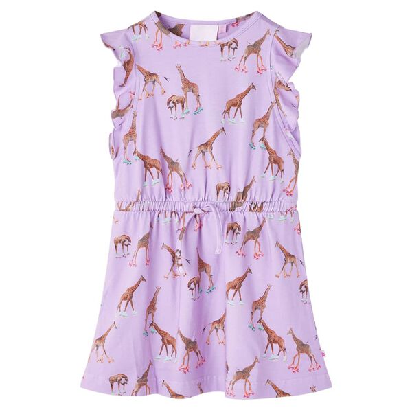 Robe fille manches à volants cordon de serrage lila 140