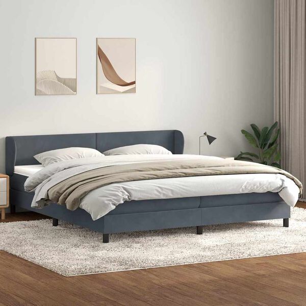 vidaXL Sommier &agrave; lattes de lit et matelas gris fonc&eacute; 180x210cm velours