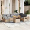 vidaXL Salon de jardin avec coussins 9 pcs beige r&eacute;sine tress&eacute;e