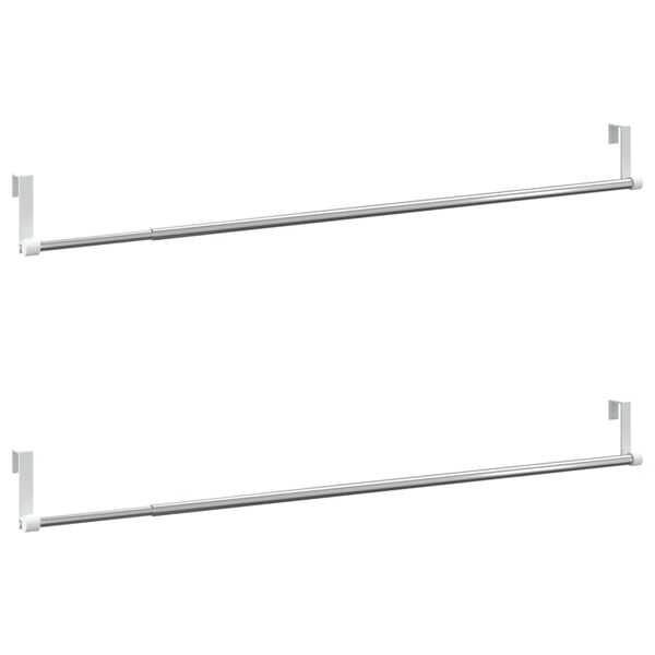 vidaXL Tringles &agrave; rideau 2 pcs blanc et argent&eacute; 60-105 cm aluminium