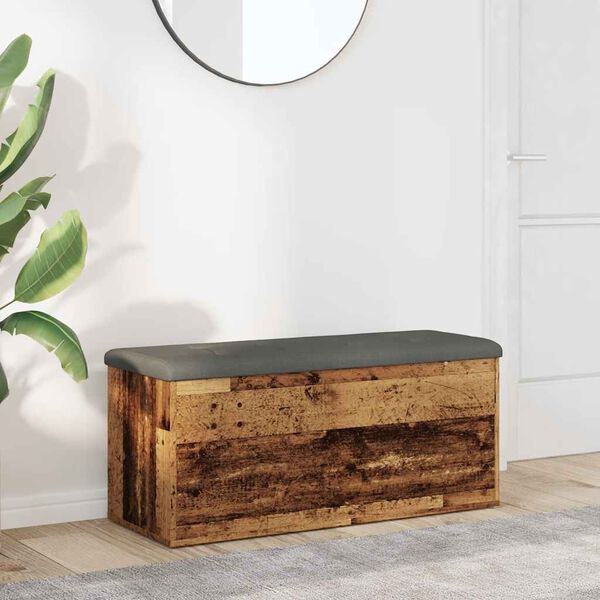 vidaXL Banc de rangement vieux bois 102x42x45 cm bois d'ingénierie