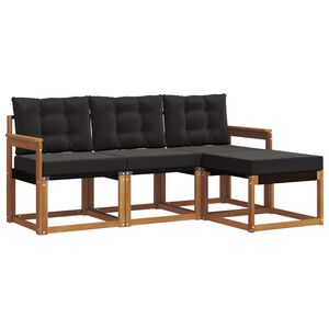 vidaXL Ensemble de canap&eacute;s d'ext&eacute;rieur 4 pcs Naturel et Noir