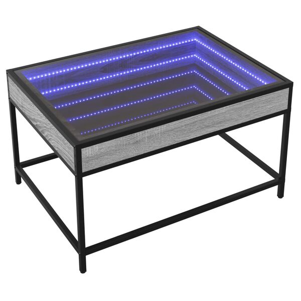 vidaXL Table basse avec LED infini sonoma gris 70x50x41 cm
