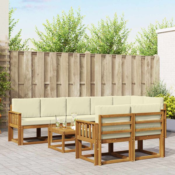 vidaXL Ensemble de canap&eacute;s d'ext&eacute;rieur 9 pcs Naturel et Cr&egrave;me