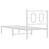vidaXL Cadre de lit m&eacute;tal sans matelas avec t&ecirc;te de lit blanc 75x190cm