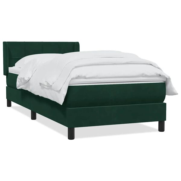 vidaXL Sommier &agrave; lattes de lit et matelas vert fonc&eacute; 100x220cm velours