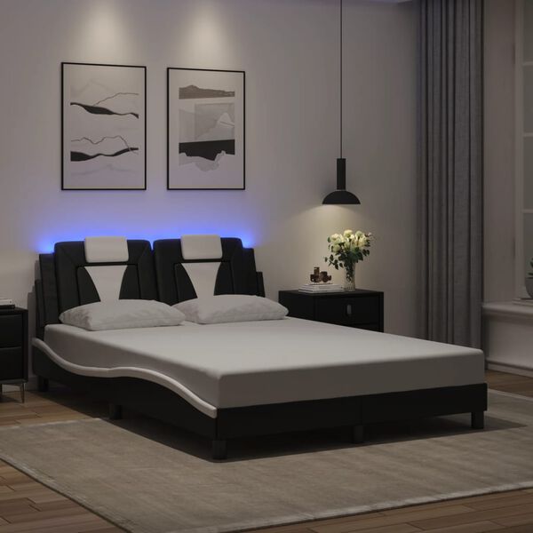 vidaXL Cadre de lit Viana avec LED sans matelas noir et blanc 120x200 cm