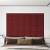 vidaXL Panneaux muraux 12 pcs Rouge bordeaux 30x30 cm Tissu 1,08 m&sup2;