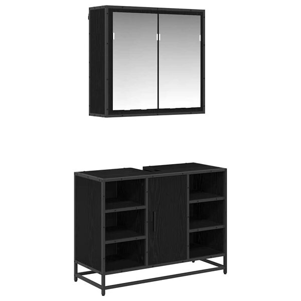 vidaXL Ensemble de mobilier de salle de bain 2 pcs Ch&ecirc;ne noir