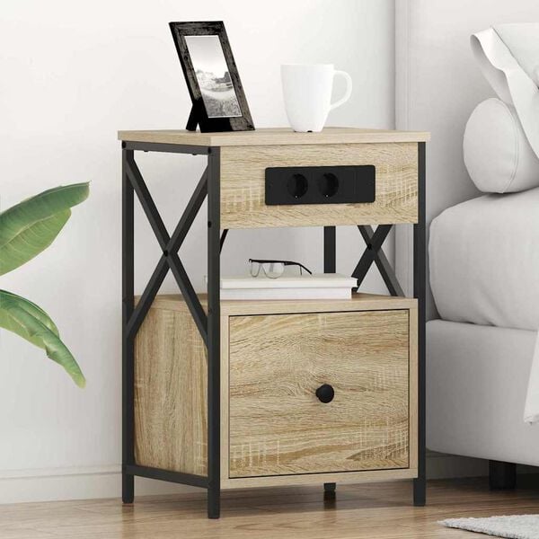 vidaXL Cabinet de chevet avec tiroir Ch&ecirc;ne Sonoma 40 x 31 x 60 cm