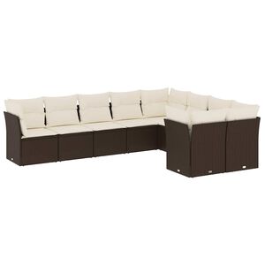 vidaXL Salon de jardin avec coussins 9 pcs marron r&eacute;sine tress&eacute;e