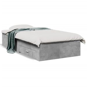 vidaXL Cadre de lit avec tiroirs sans matelas gris b&eacute;ton 90x200 cm
