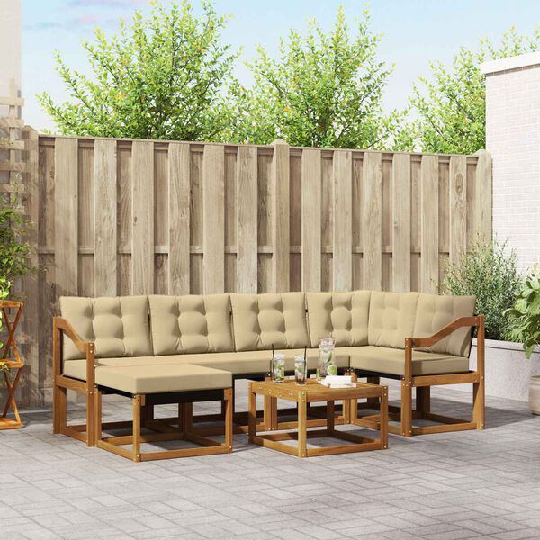 vidaXL Ensemble de canap&eacute;s d'ext&eacute;rieur 7 pcs Naturel et Beige