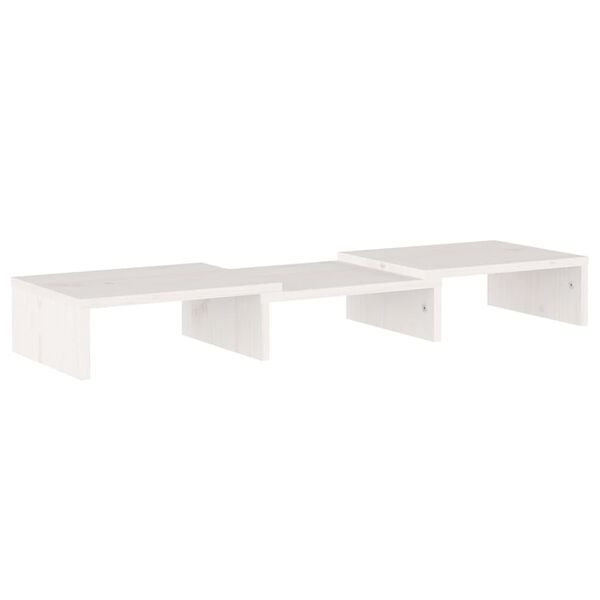 vidaXL Support de moniteur Blanc 60x24x10,5 cm Bois de pin solide