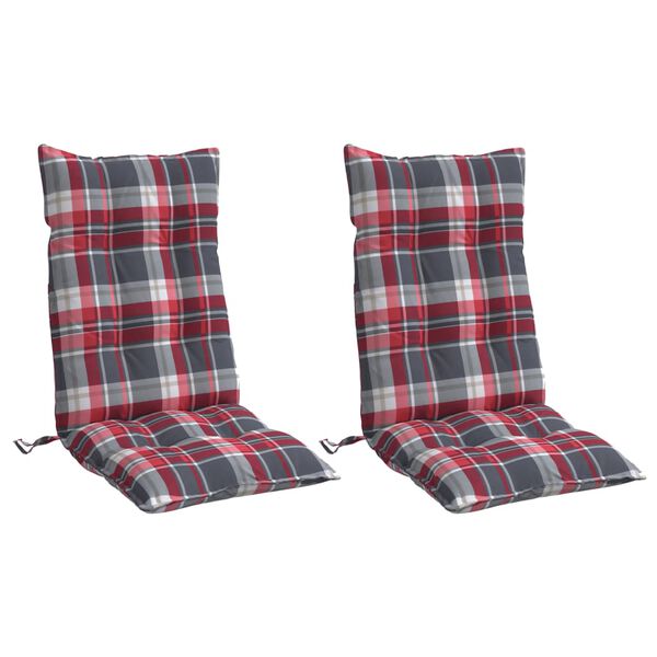 vidaXL Coussins de chaise &agrave; dossier haut lot de 2 motif carreaux rouge