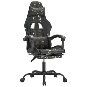 vidaXL Chaise de jeu pivotante repose-pied Noir camouflage Similicuir